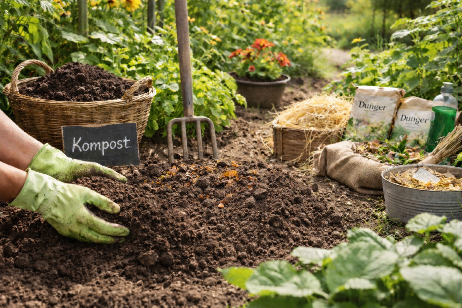 Boden im Garten verbessern mit Kompost und Dünger – nachhaltige Bodenpflege für gesunde Pflanzen im Gemüsegarten